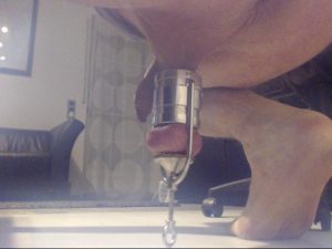real blackmail Mistress forces slave testicle weights stretcher